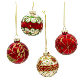 Kurt Adler Holiday Formal Mercury Glass Ball Ornaments 65mm 4pc Set