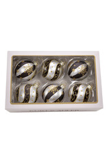 Kurt Adler Glass Silver Black Gold Ball Ornaments 80mm 6pc Set