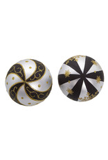 Kurt Adler Glass Silver Black Gold Ball Ornaments 80mm 6pc Set