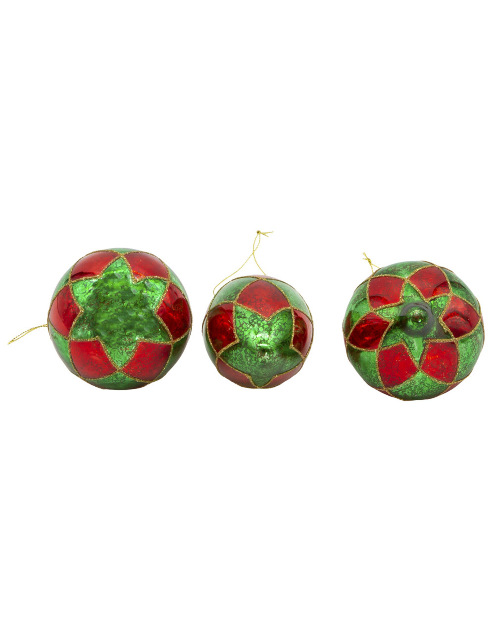 Kurt Adler Glass Green And Red Ornaments 80mm 3pc Set