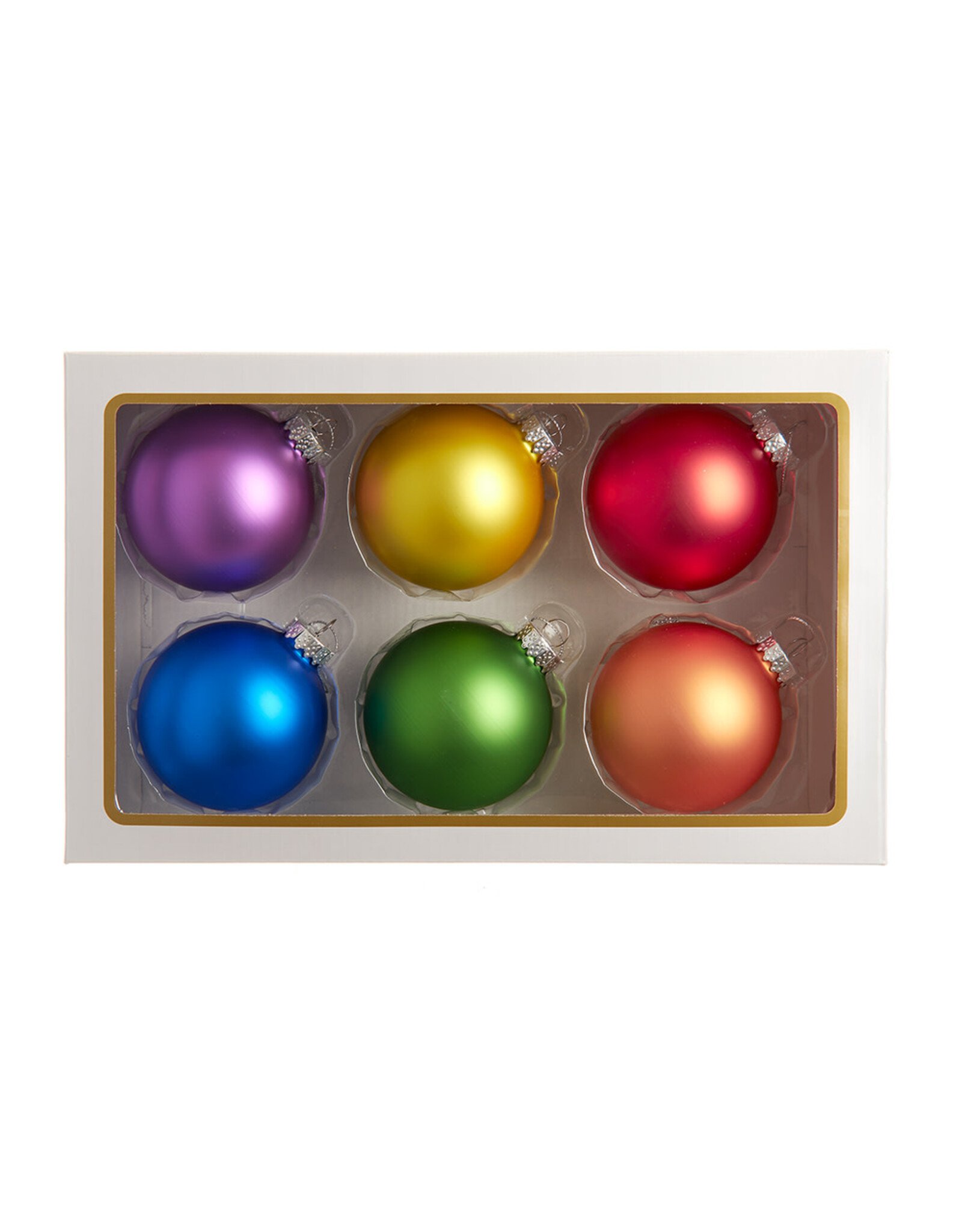 Kurt Adler Glass Matte Pride Ball Ornaments 80mm 6pc Set