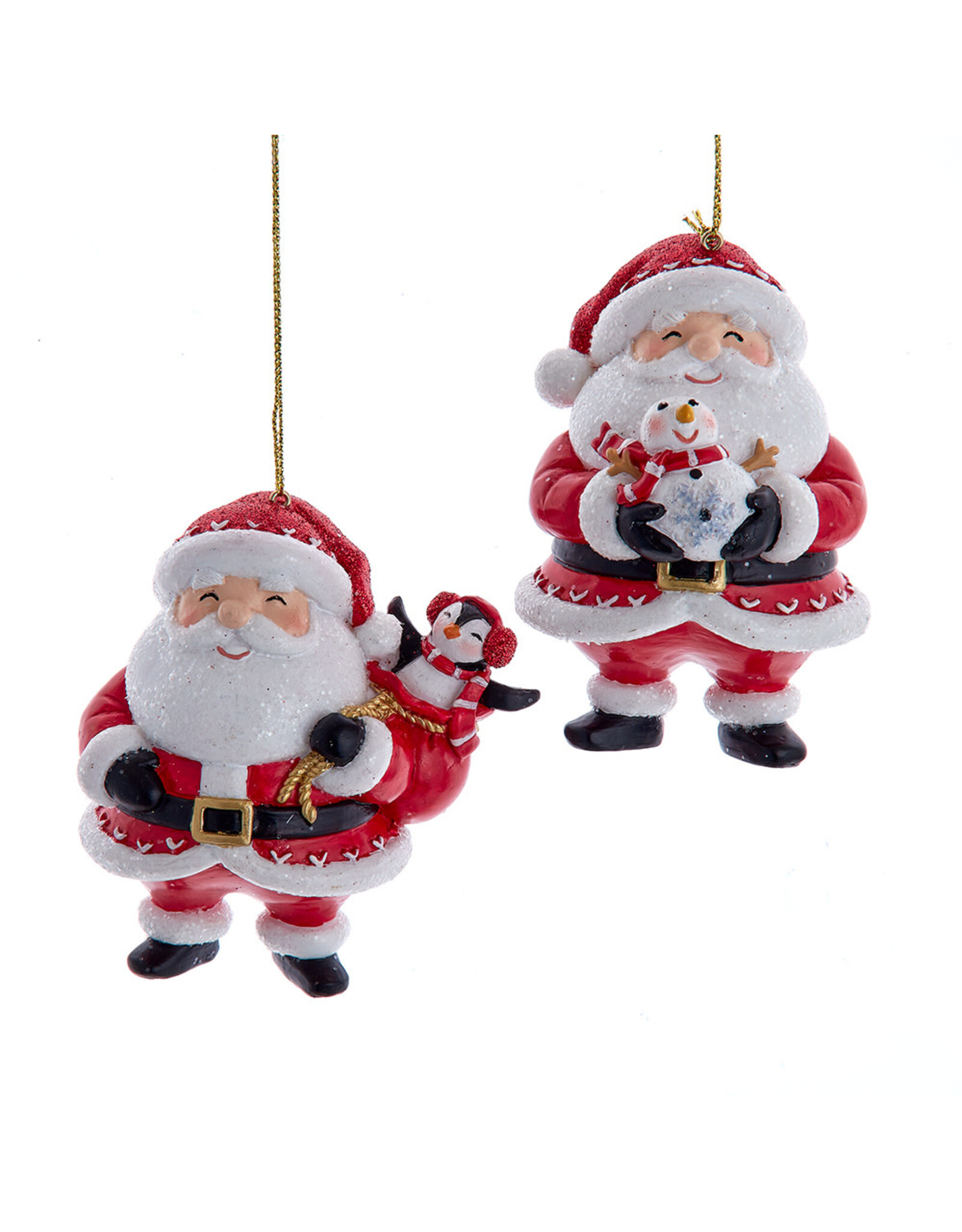 Kurt Adler Jovial Santa Ornaments 2 Assorted