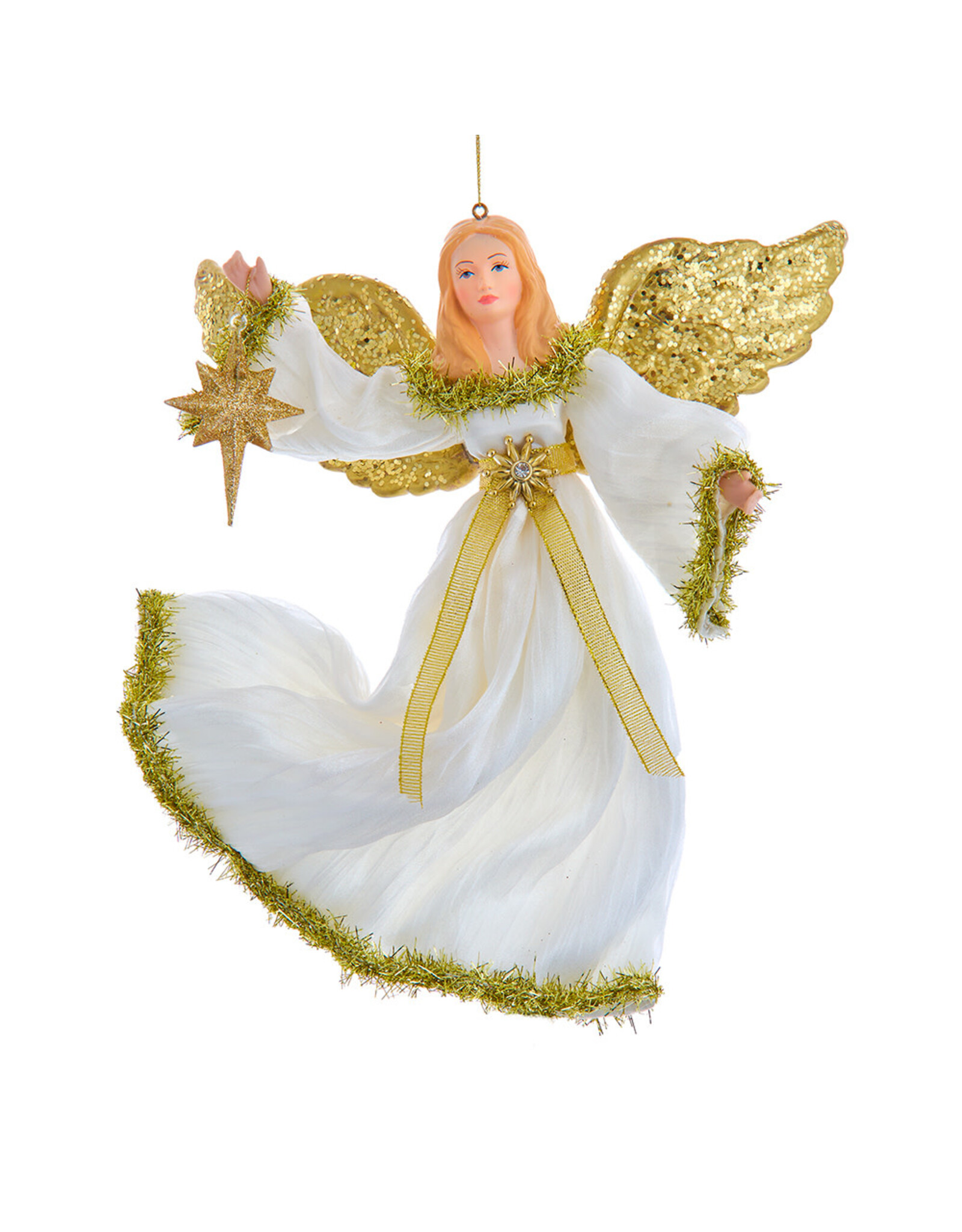 Kurt Adler Angel Ornament In Ivory And Gold 11 Inch