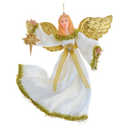 Kurt Adler Ivory And Gold Angel Ornament.