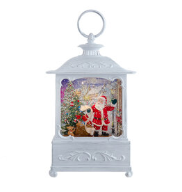 Kurt Adler Snow Globe Water Lanterns LED Santa W Gifts 10 Inch B/O