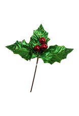 Kurt Adler Large Green Holly Leaf With Red Berry Pick