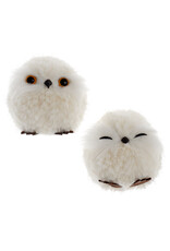 Kurt Adler White Fluffy Owl Ornaments Set of 2 Assorted