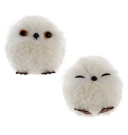 Kurt Adler White Fluffy Owl Ornaments Set of 2 Assorted