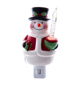 Kurt Adler Ceramic Snowman With Bubble Light Night Light