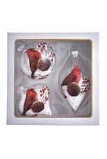 Kurt Adler Glass Cardinal Ornaments 80MM Set of 3 Assorted Shapes