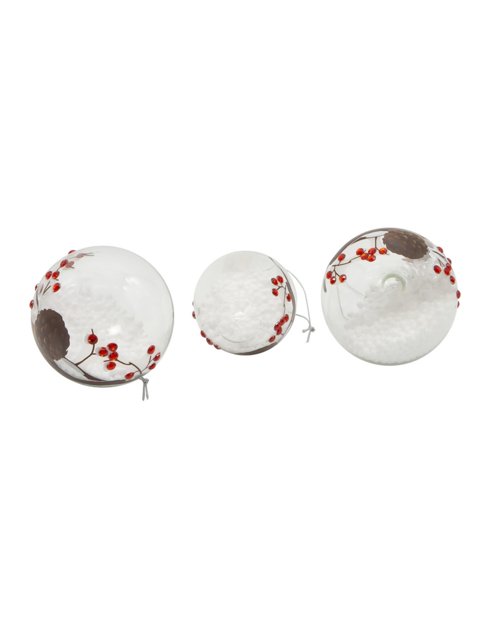 Kurt Adler Glass Cardinal Ornaments 80MM Set of 3 Assorted Shapes
