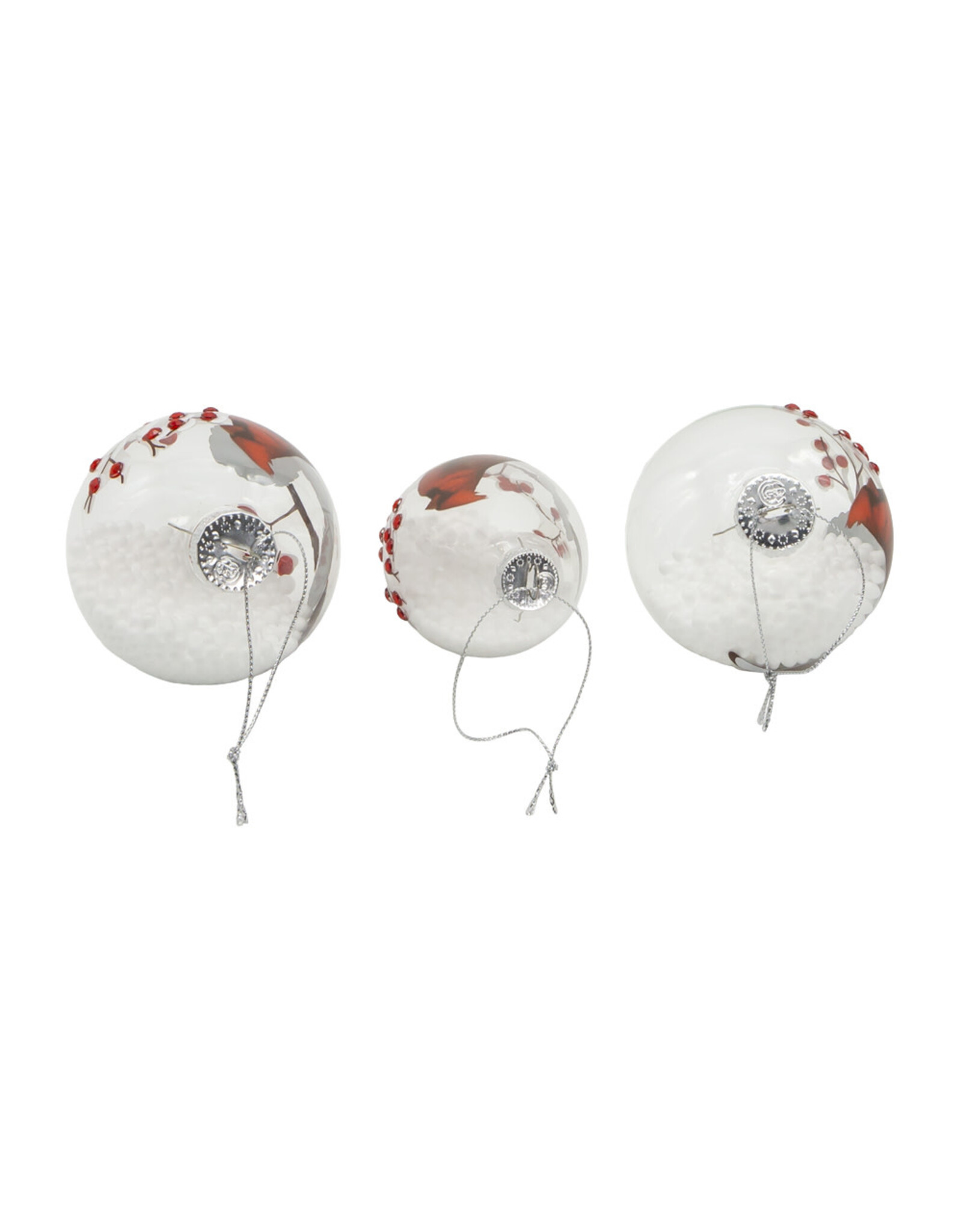 Kurt Adler Glass Cardinal Ornaments 80MM Set of 3 Assorted Shapes