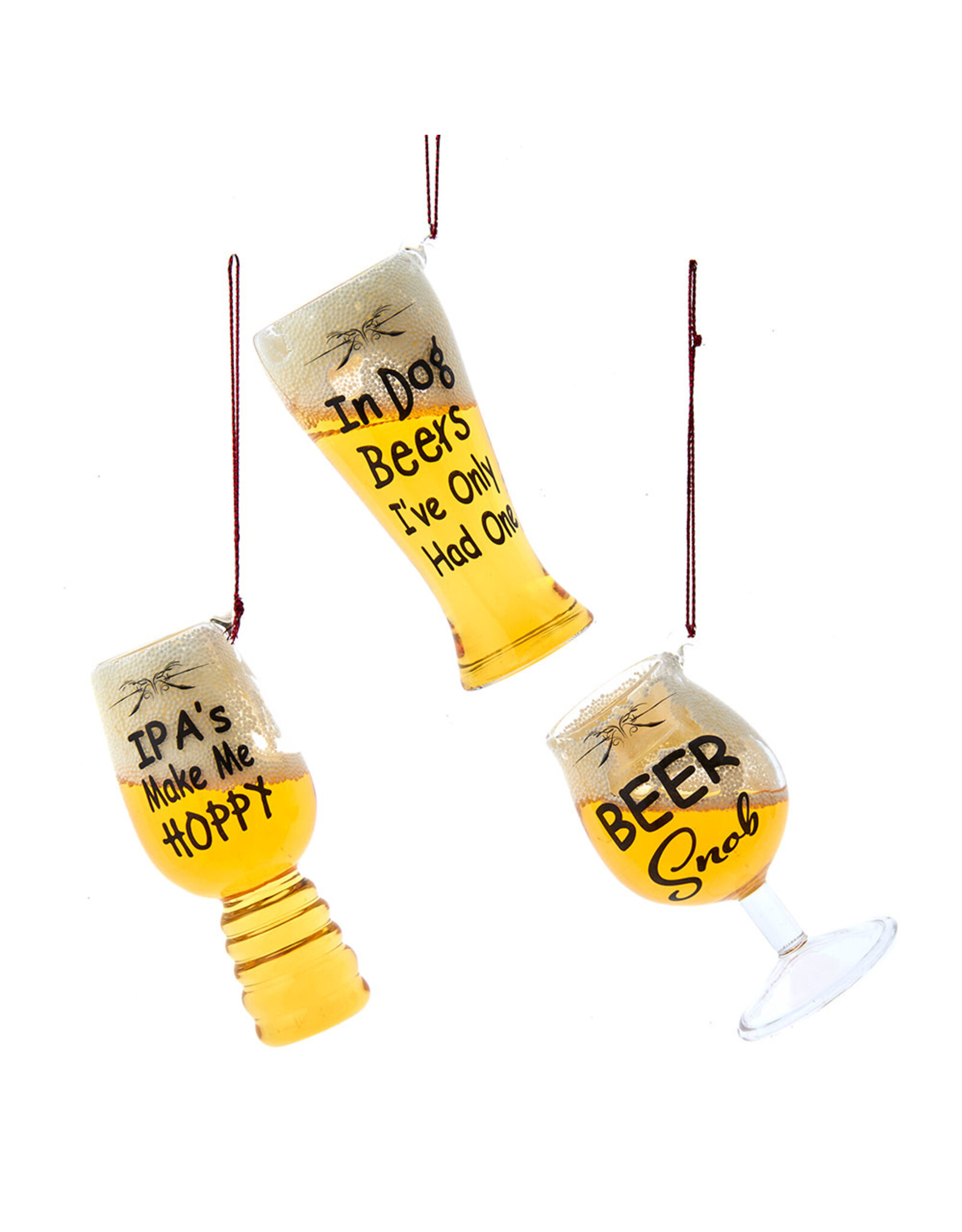 Kurt Adler Glass Beer Glass With Sayings 3 Assorted