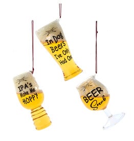 Kurt Adler Glass Beer Glass With Sayings 3 Assorted