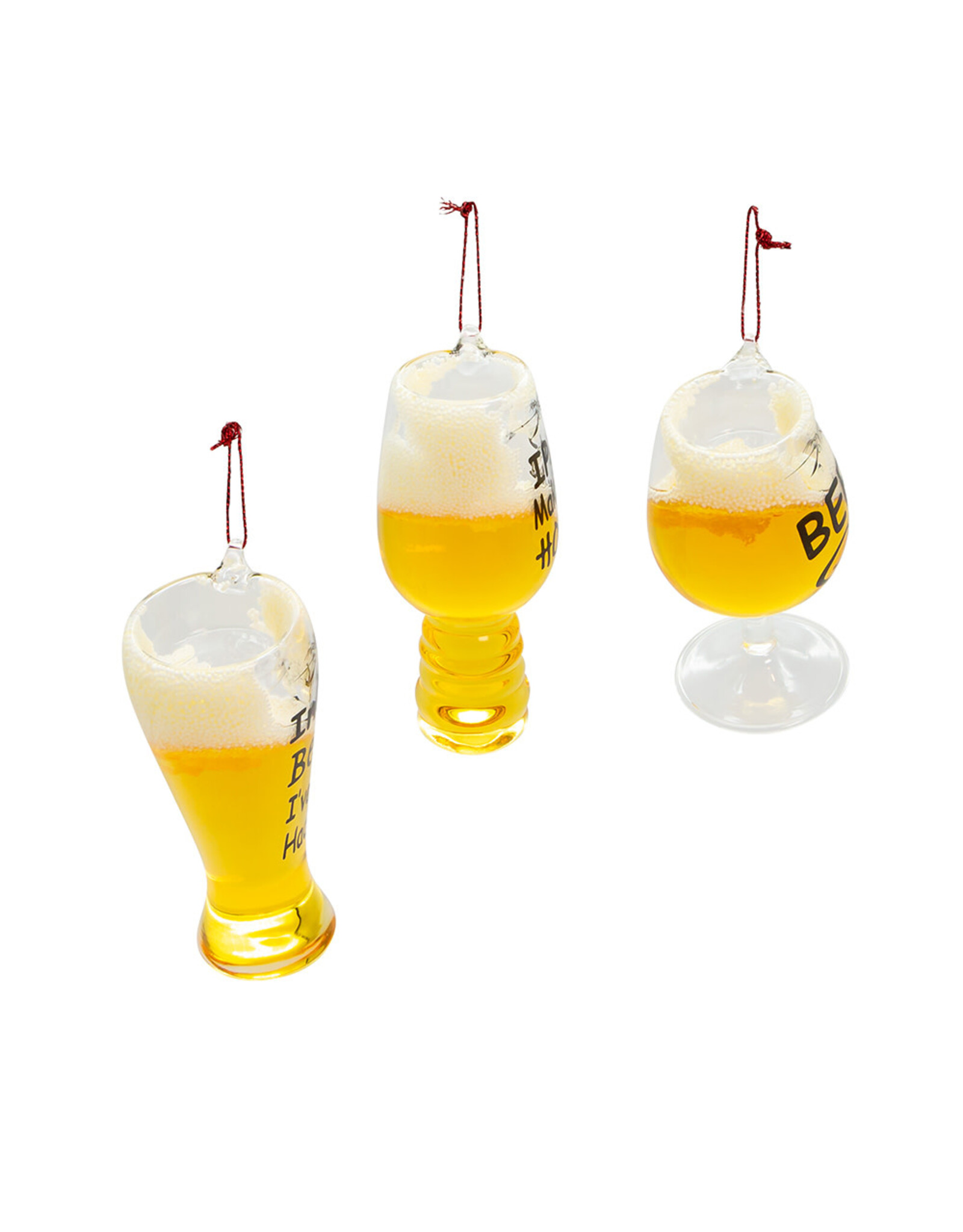 Kurt Adler Glass Beer Glass With Sayings 3 Assorted