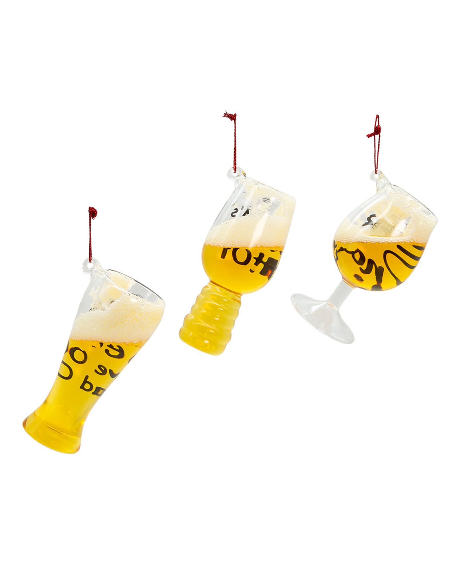 Kurt Adler Glass Beer Glass With Sayings 3 Assorted