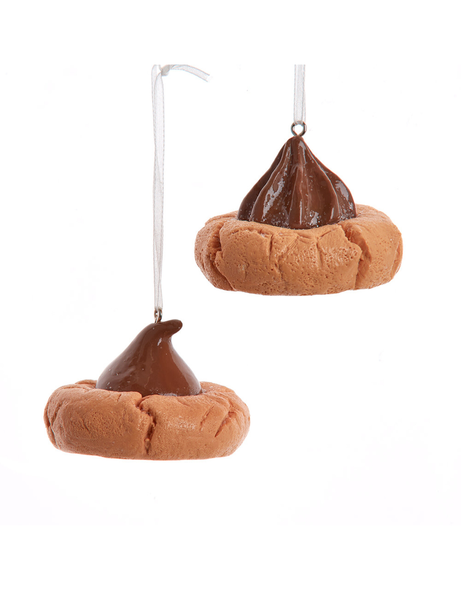 Kurt Adler Peanut Butter Chocolate Kiss Drop Cookie Ornaments 2 Assorted