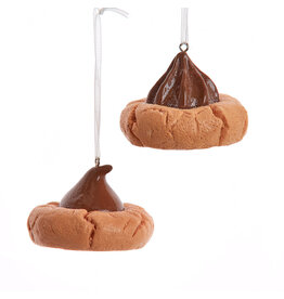 Kurt Adler Peanut Butter Chocolate Kiss Drop Cookie Ornaments 2 Assorted