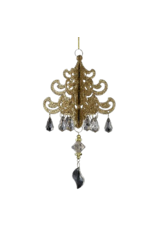 Kurt Adler Mini Chandelier Gold Glittered w Beads Ornament -A
