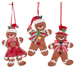 Kurt Adler Gingerbread Boy And Girl Ornaments 3 Assorted 5 Inch