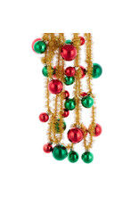 Kurt Adler Gold Tinsel With Red And Green Ball Ornament Garland 6FT