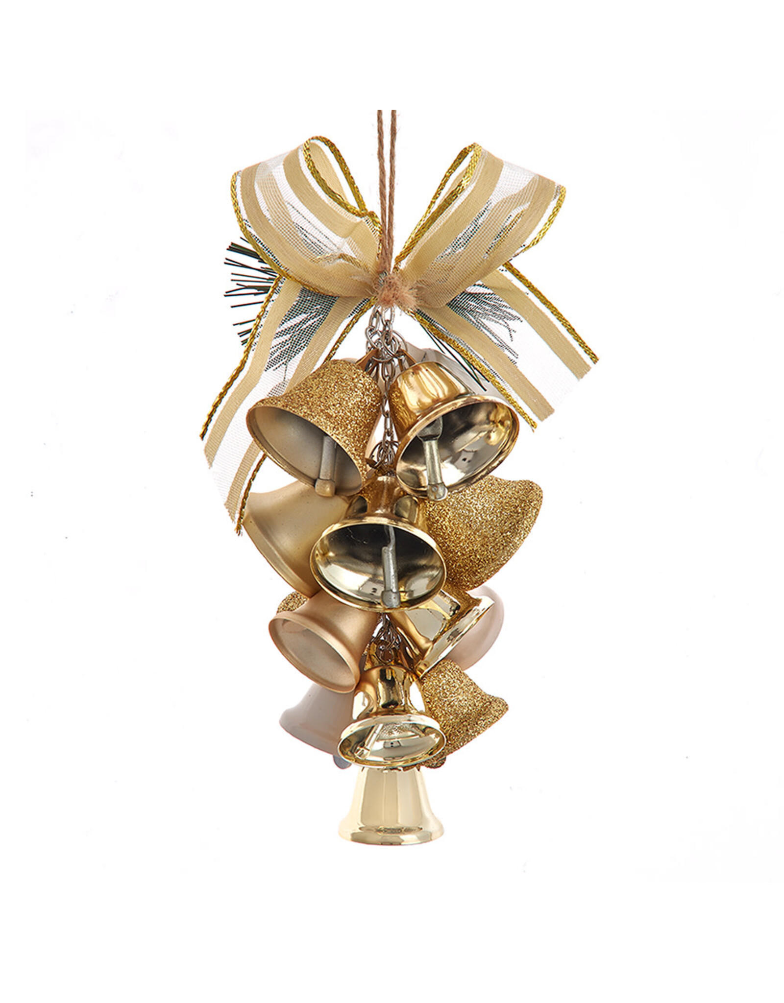 Kurt Adler Ivory and Gold Cluster Bell Ornament
