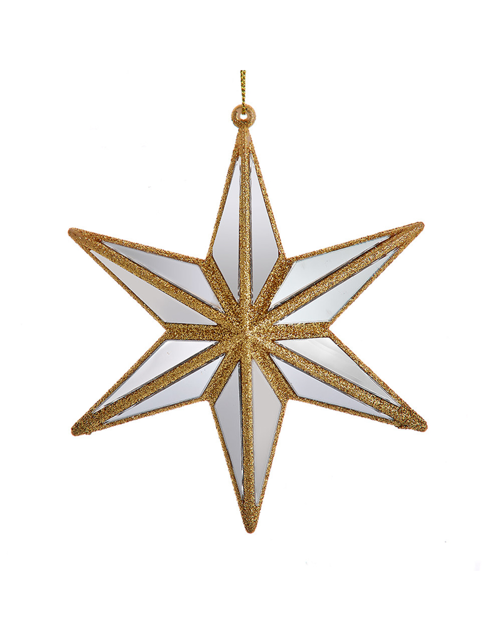 Kurt Adler Ivory and Gold Mirrored Star Ornament 5 Inch