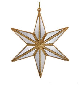 Kurt Adler Ivory and Gold Mirrored Star Ornament 5 Inch