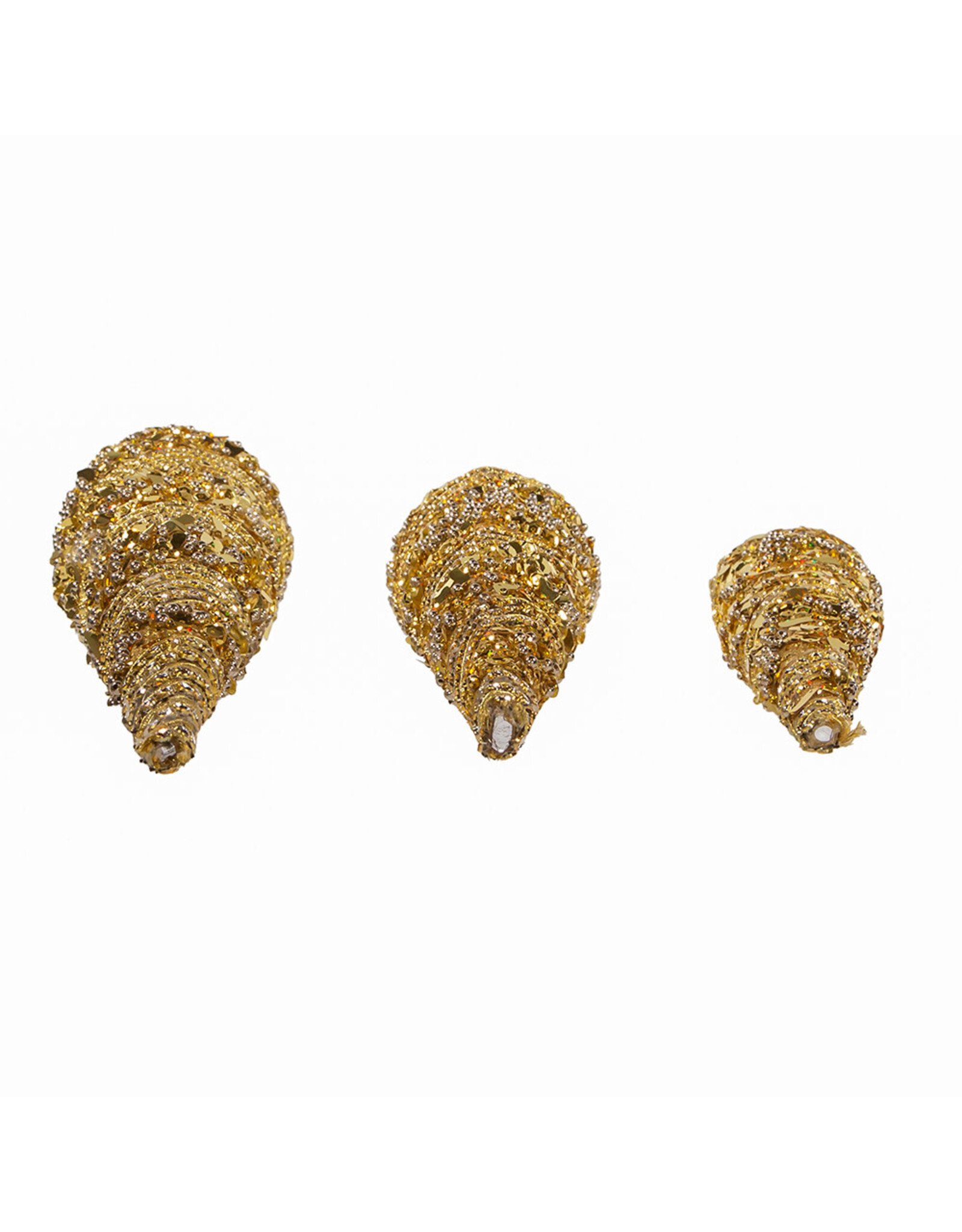 Kurt Adler Gold Cone Trees Glittered And Jeweled 3pc Set 11-17 Inch