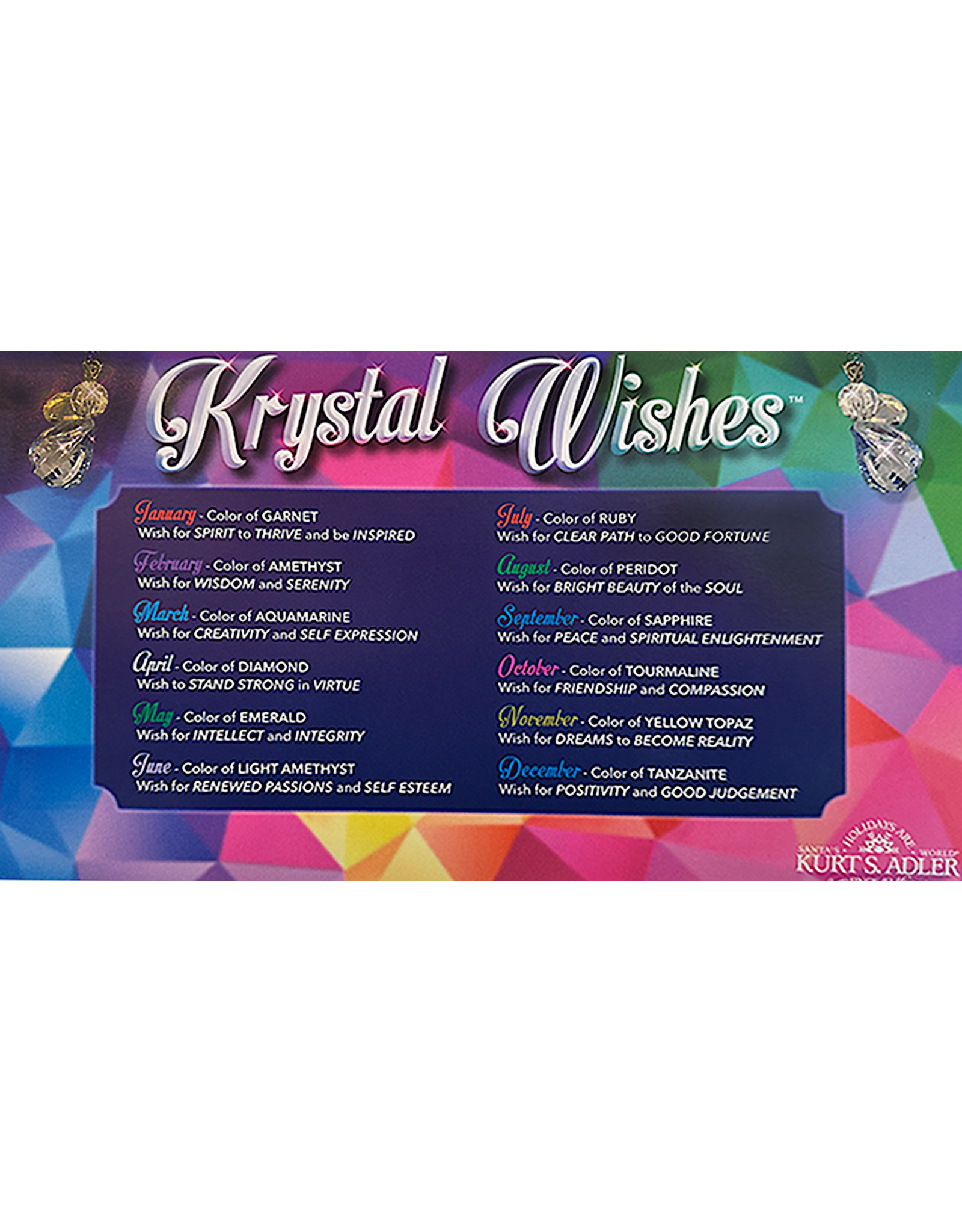 Kurt Adler Krystal Wishes Birthstone Angel Ornaments 12pcs Jan-Dec