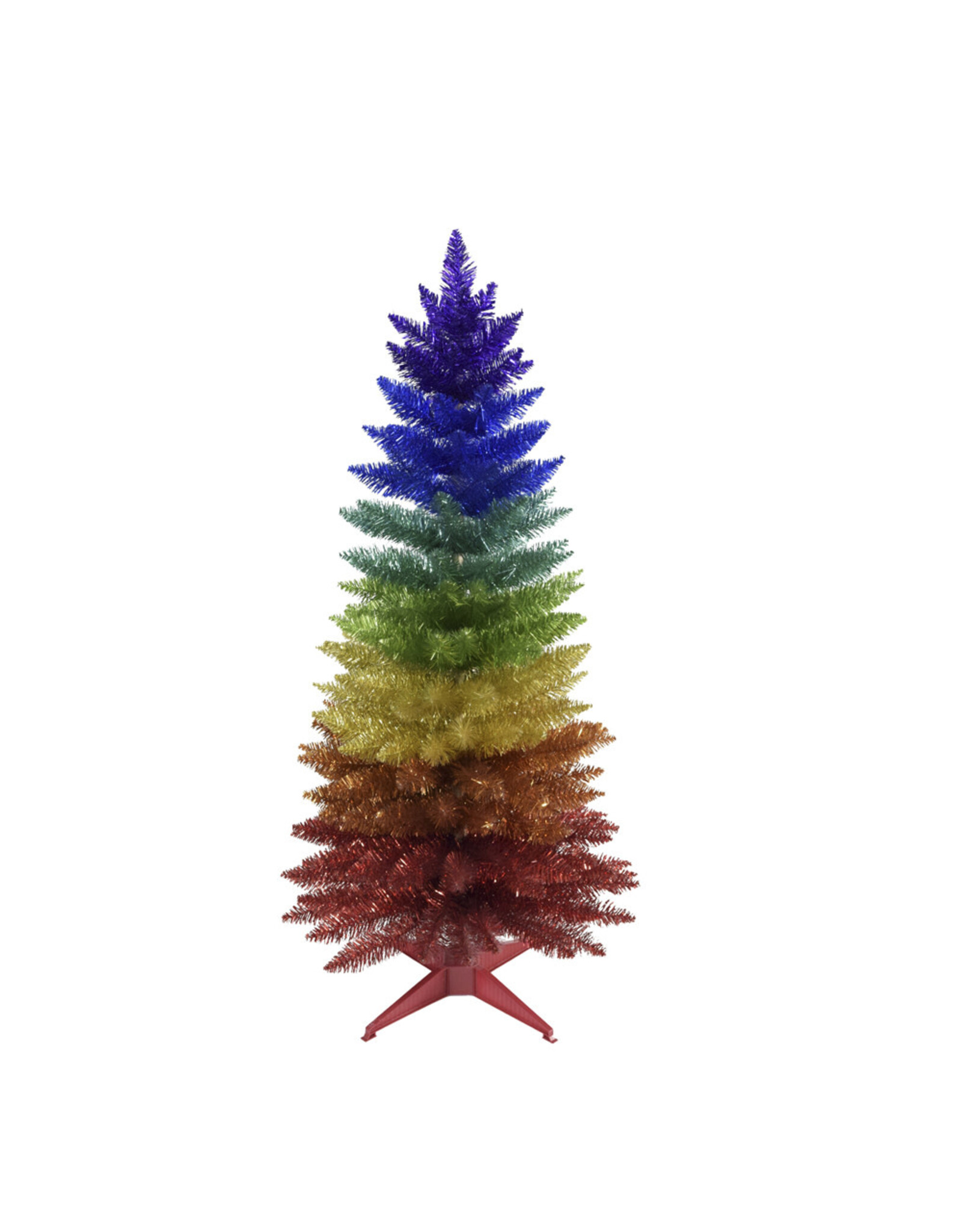 Kurt Adler Rainbow Tinsel Foil Christmas Tree Un-Lit 48 Inch-4 FT