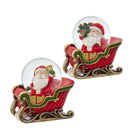 Kurt Adler Christmas Santa On Sleigh Snow Globes 2 Water Globes 45mm