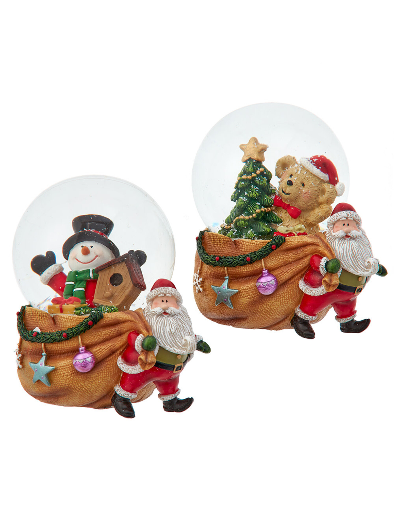 Kurt Adler Christmas Snow Globes Snowman Teddy Bear 65mm Water Globes