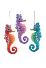 Kurt Adler Glass Seahorse Ornaments 3 Asstd Bead And Gem Sea Horses