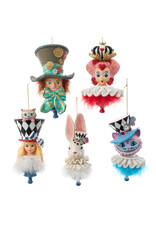 Kurt Adler Holly Hats Alice In Wonderland Hat Ornaments 5 Asstd 6”