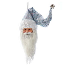 Kurt Adler Lavender Blue and Silver Santa Head Ornament 10 Inch