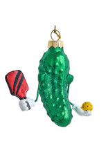 Kurt Adler Glass Pickleball Pickle Ornament 3 Inch