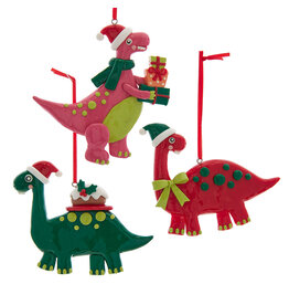 Kurt Adler Claydough Dinosaur Ornaments Set of 3 Assorted Dinosaurs