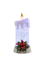Kurt Adler Snow Globe Water Lanterns LED Cardinal Candle B/O