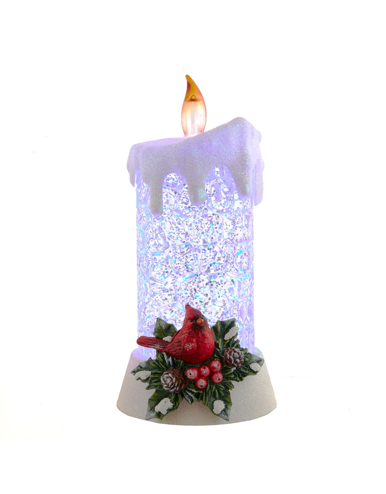 Kurt Adler Snow Globe Water Lanterns LED Cardinal Candle B/O