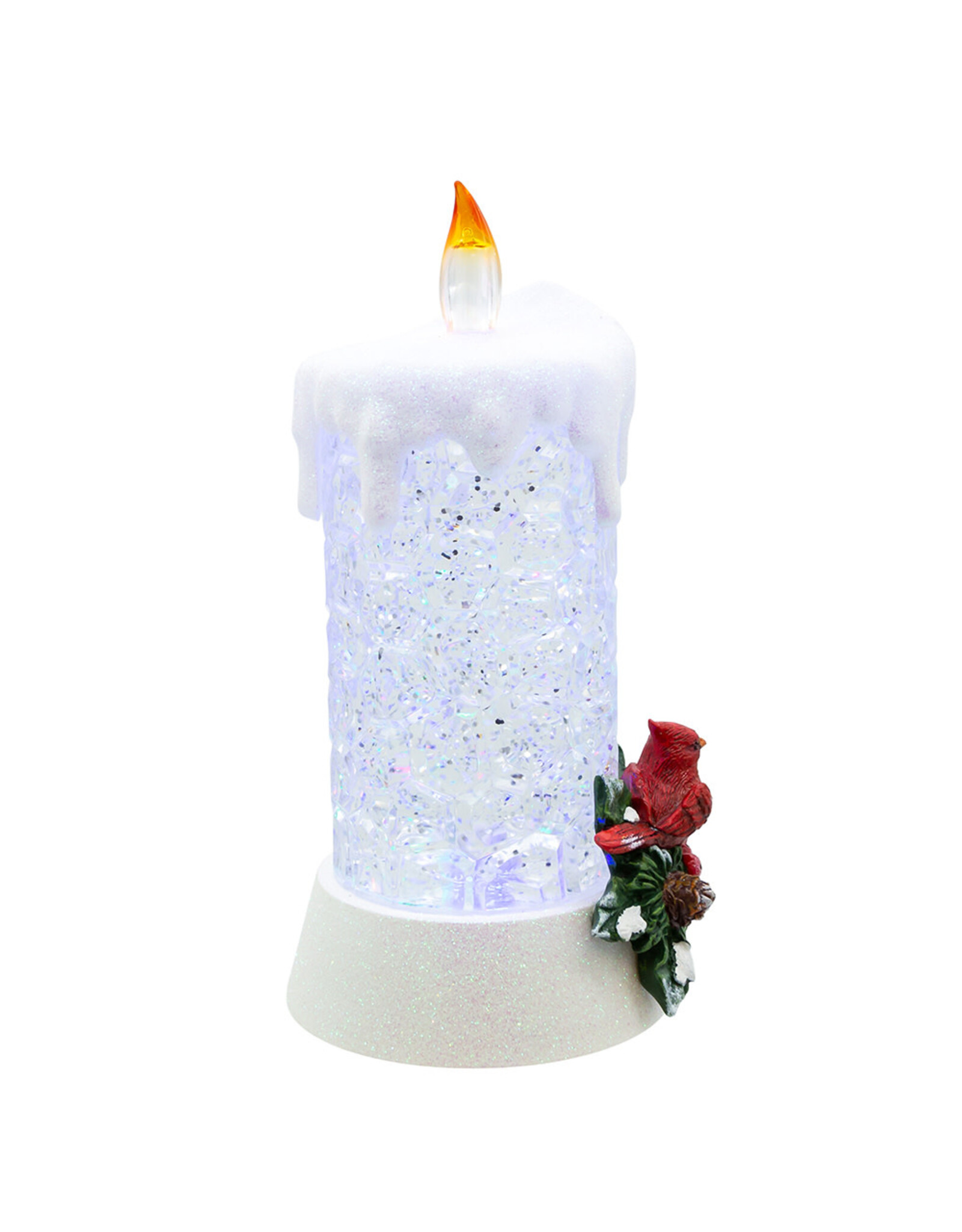 Kurt Adler Snow Globe Water Lanterns LED Cardinal Candle B/O