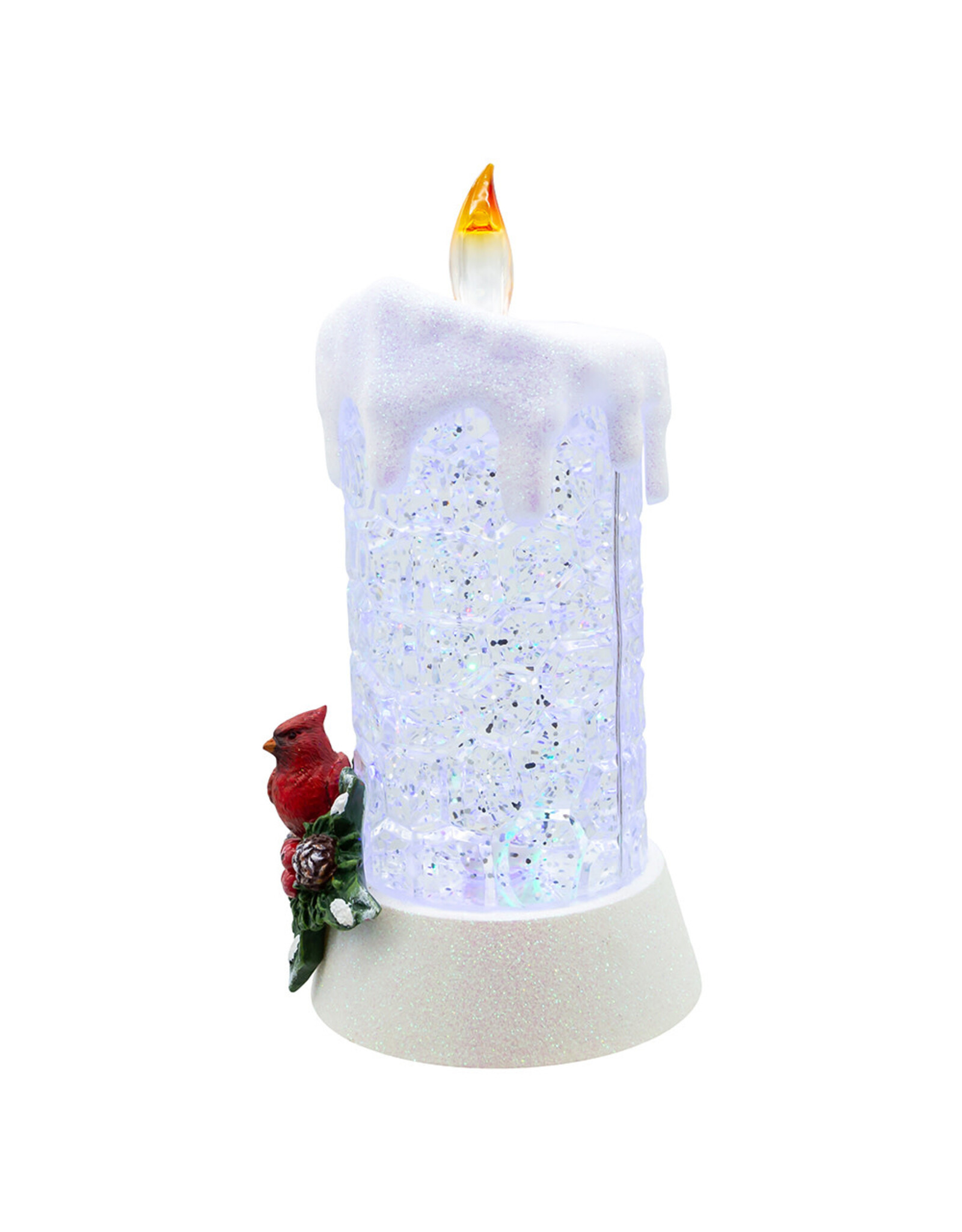 Kurt Adler Snow Globe Water Lanterns LED Cardinal Candle B/O
