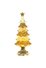 Kurt Adler Snow Globe Water Lanterns LED Gold Swirl Christmas Tree