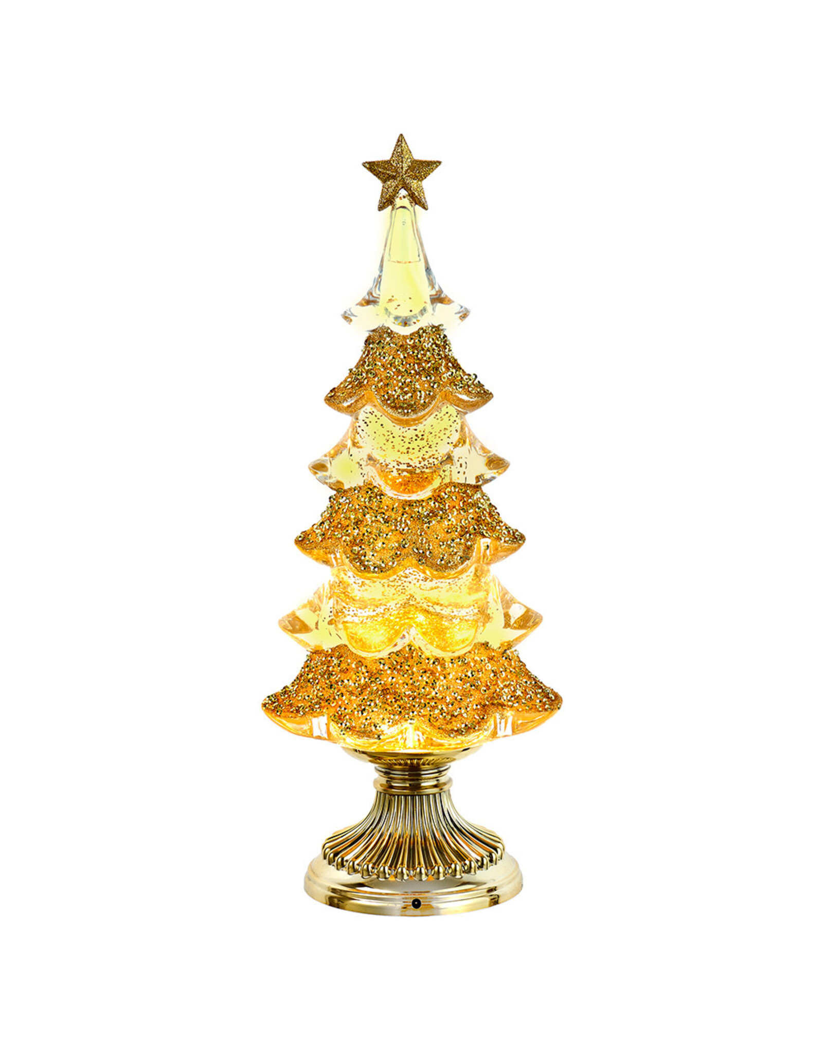 Kurt Adler Snow Globe Water Lanterns LED Gold Swirl Christmas Tree
