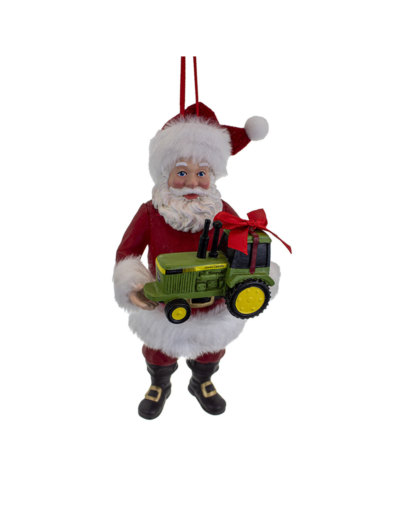 Kurt Adler Fabriche 5 Inch John Deere Santa With Tractor Ornament