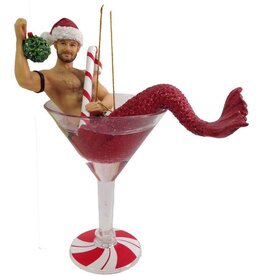 December Diamonds Mistletoe Santa Merman Ornament 8 Inch