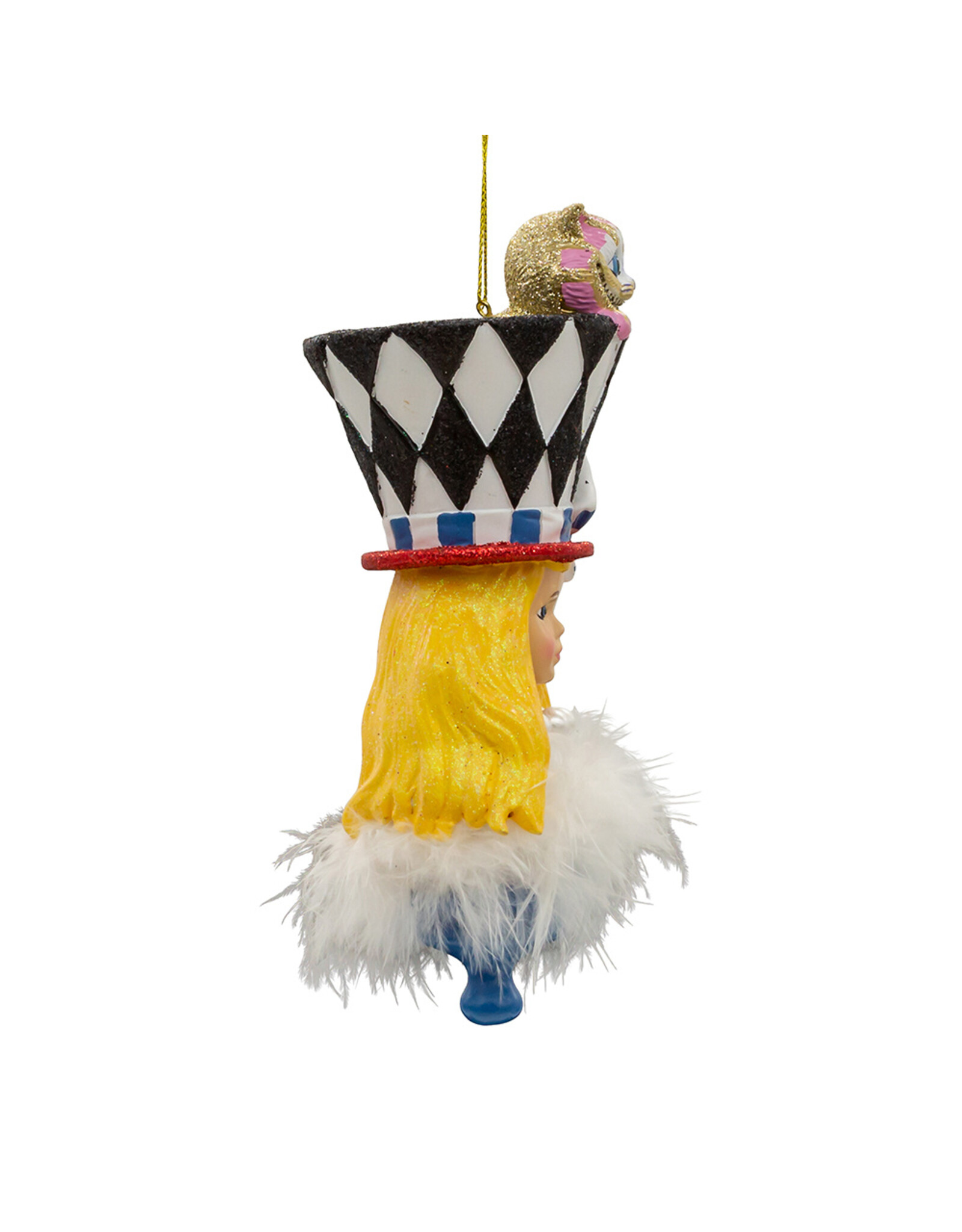 Kurt Adler Holly Hats Alice In Wonderland Ornament 7” Alice Hat