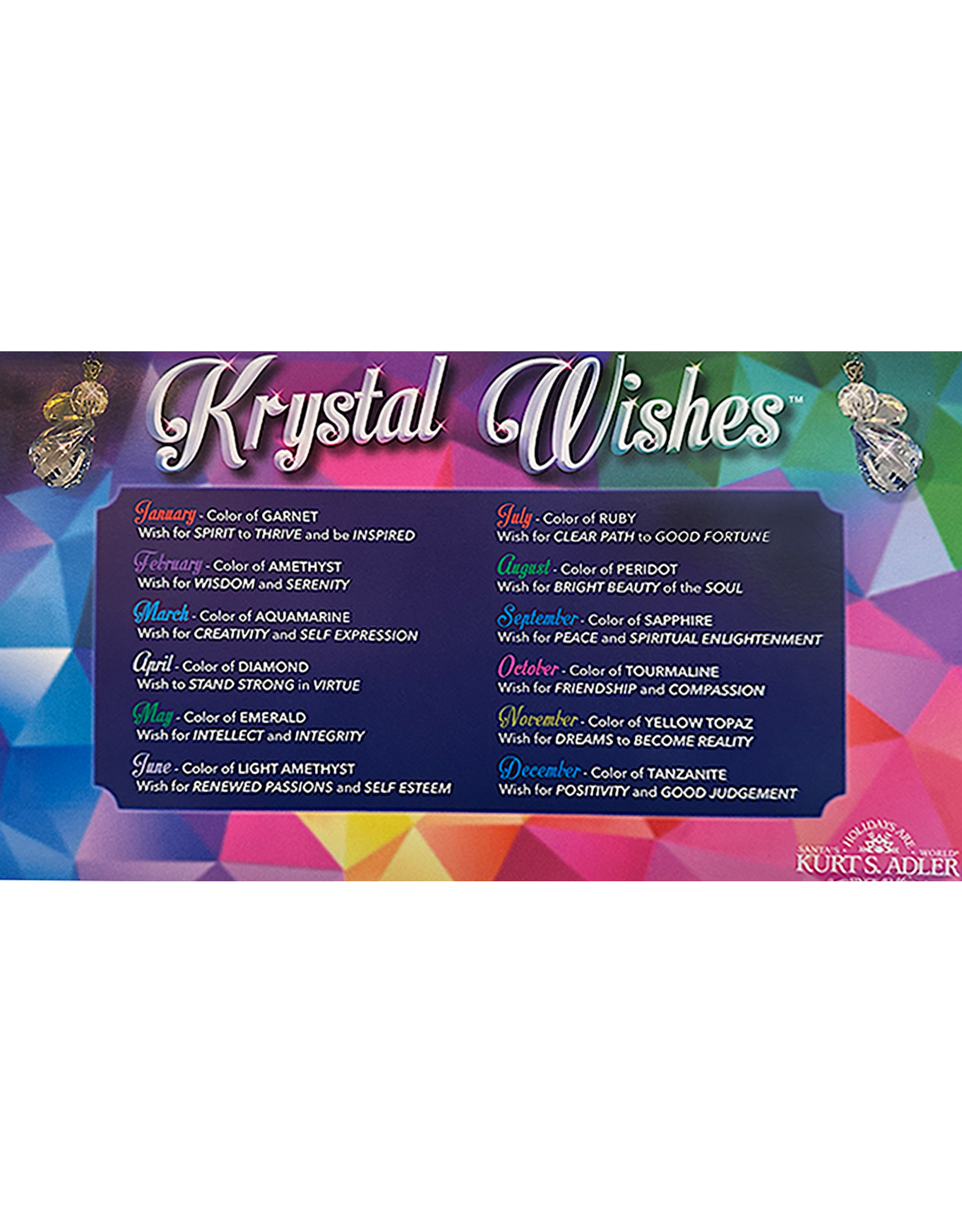 Kurt Adler Krystal Wishes Birthstone Angel Ornaments JANUARY