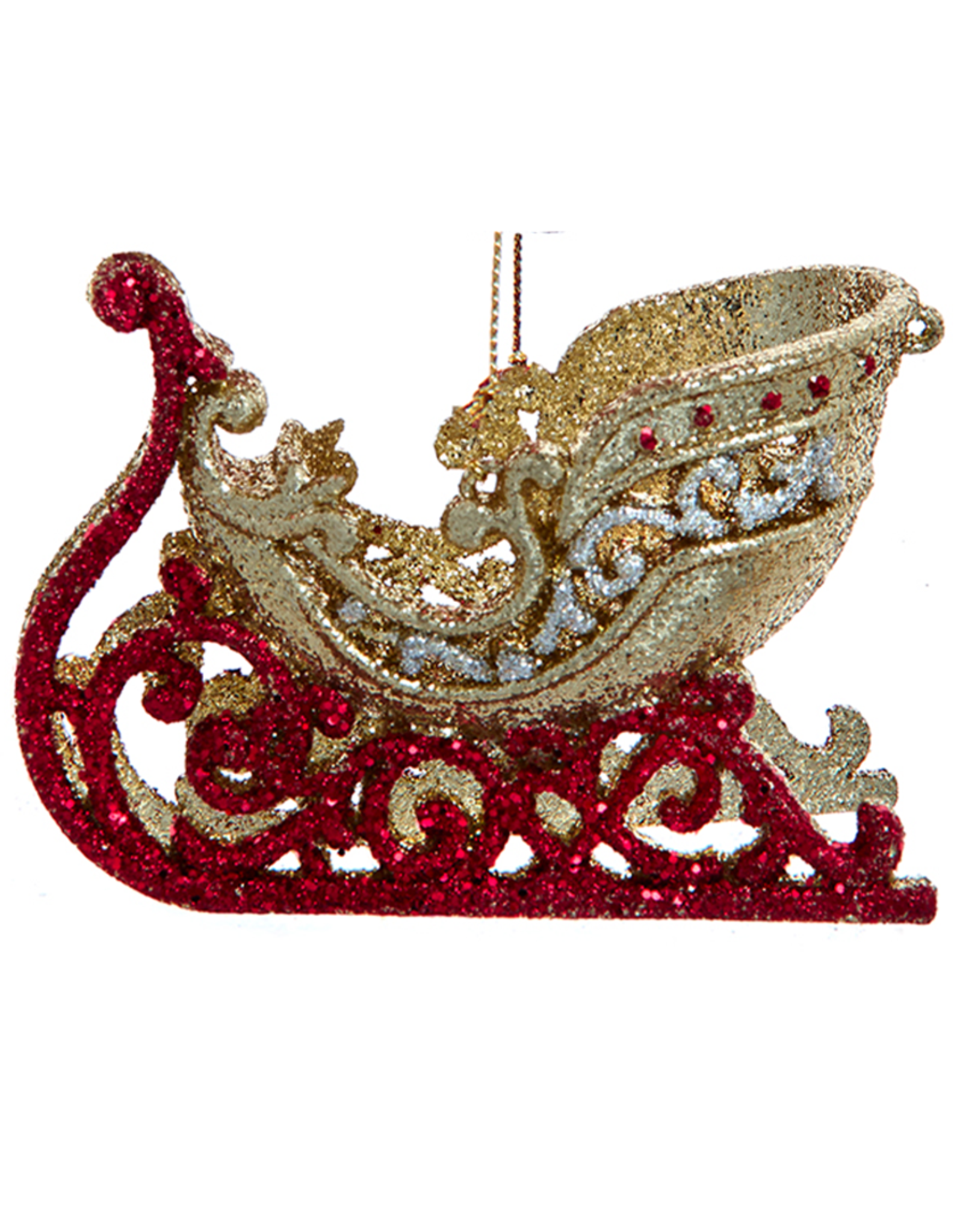 Kurt Adler Santa Sleigh Sled Ornament Gold