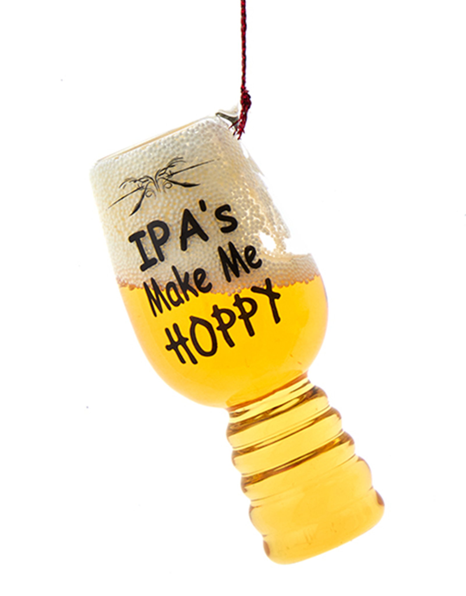Kurt Adler Beer Glass Ornament w Saying IPA's Make Me Hoppy